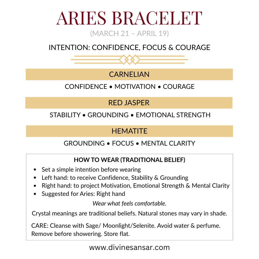 Divine Sansar-Aries Bracelet stones and how to wear