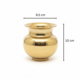 Divine Sansar-Brass Kalash-9.5cm X 10cm dimensions labeled on a white background