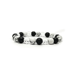 Divine Sansar-Crystal Energy Trinity Bracelet: Howlite · Clear Quartz · Lava-Crystal Energy Trinity bracelet on a white background
