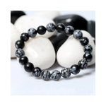 Divine Sansar-InnerPeace Bracelet-Snowflake Obsidian bracelet on a white background