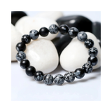 Divine Sansar-InnerPeace Bracelet-Snowflake Obsidian bracelet on a white background
