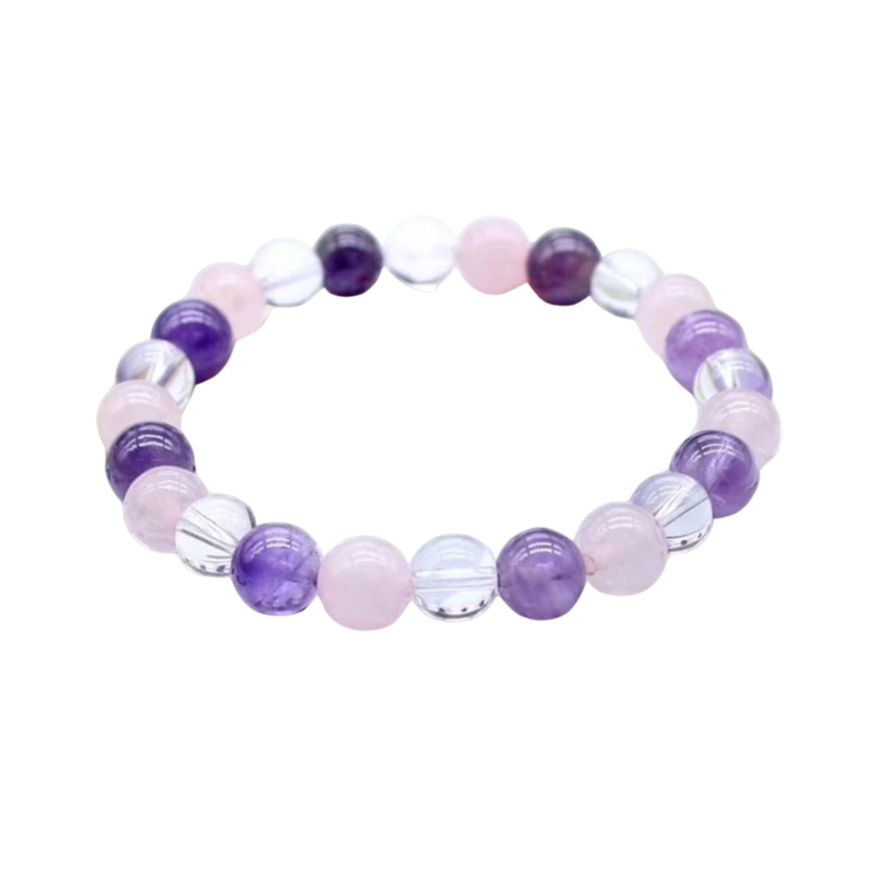 Divine Sansar-Mental Peace Bracelet-consisting Amethyst-Clear Quartz-Rose Quartz