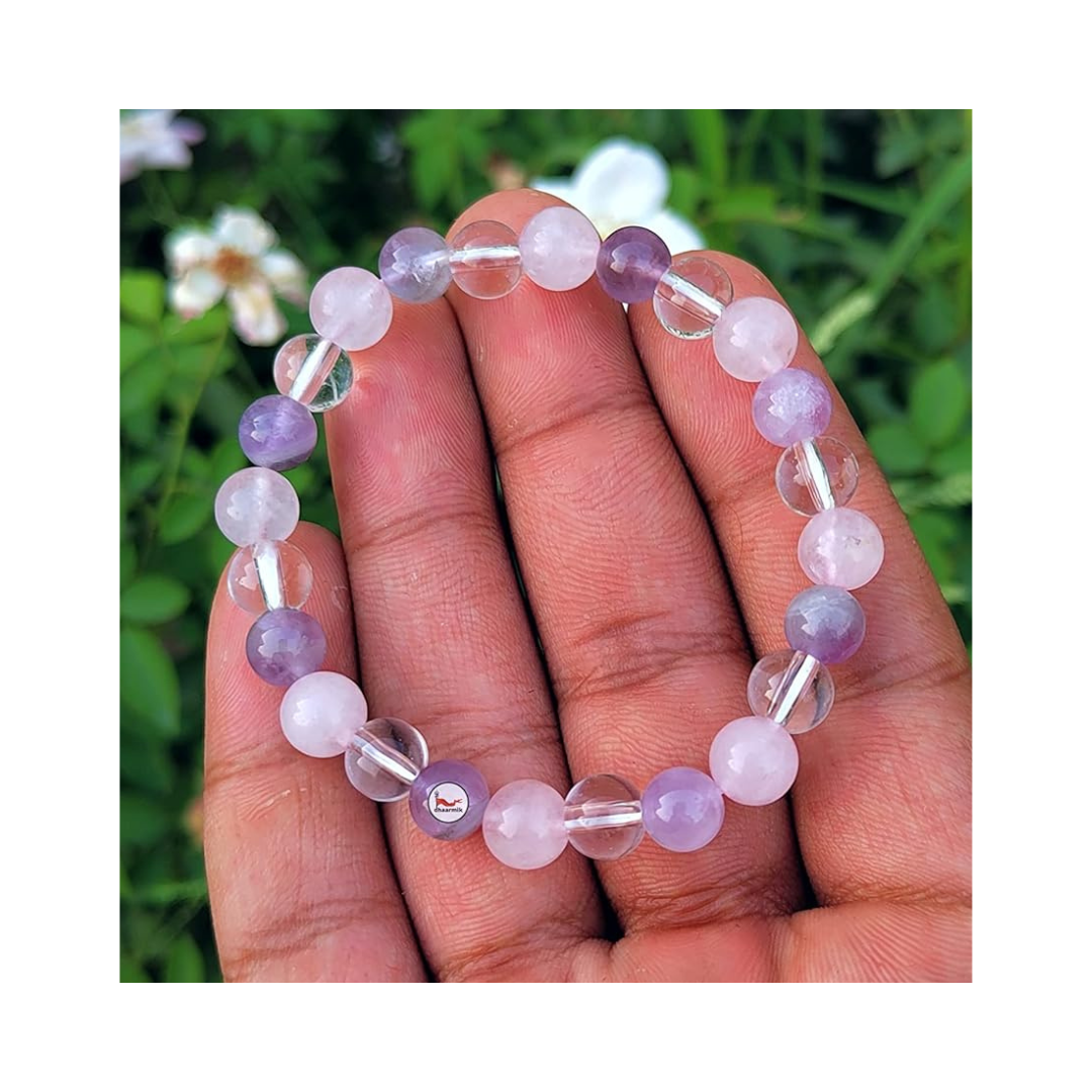 Divine Sansar-Mental Peace Bracelet-consisting Amethyst-Clear Quartz-Rose Quartz