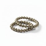 Divine Sansar-Two authentic raw pyrite bead bracelets for wealth manifestation  on a white background