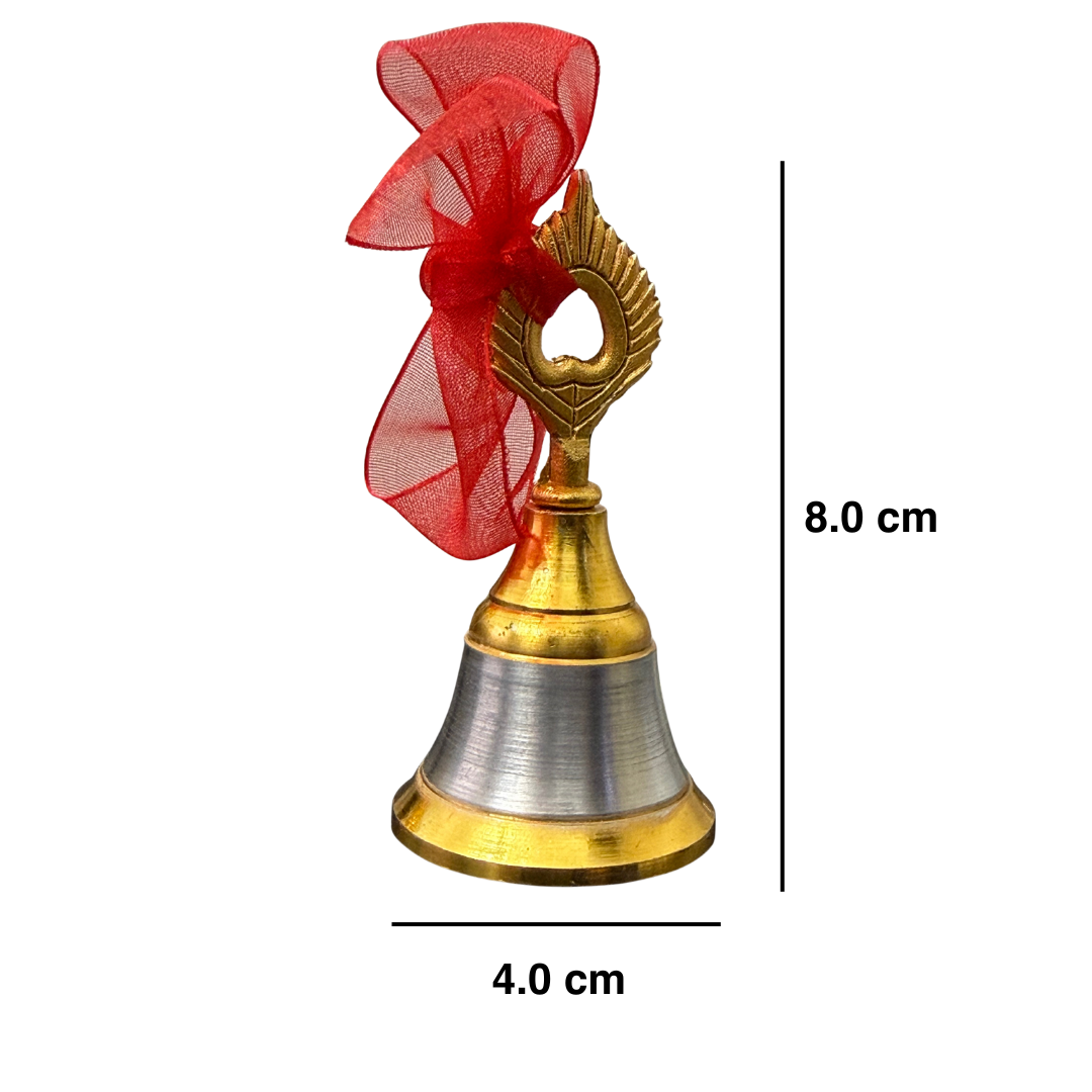 Divine Sansar-Morpankh Ghanti - Peacock-Feather Pooja Bell-with 8cm X 4cm measurements