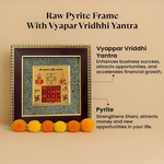 Divine Sansar Pyrite Stone Frame with Vyapar Vridhhi Yantra on a beige background