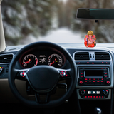 Divine Sansar-Resin Ganesha Murti Idol Statue Sculpture - 9cm Bodycolour with Multicolour Decoration-Car interior with dashboard and steering wheel, featuring a figurine on the dashboard.
