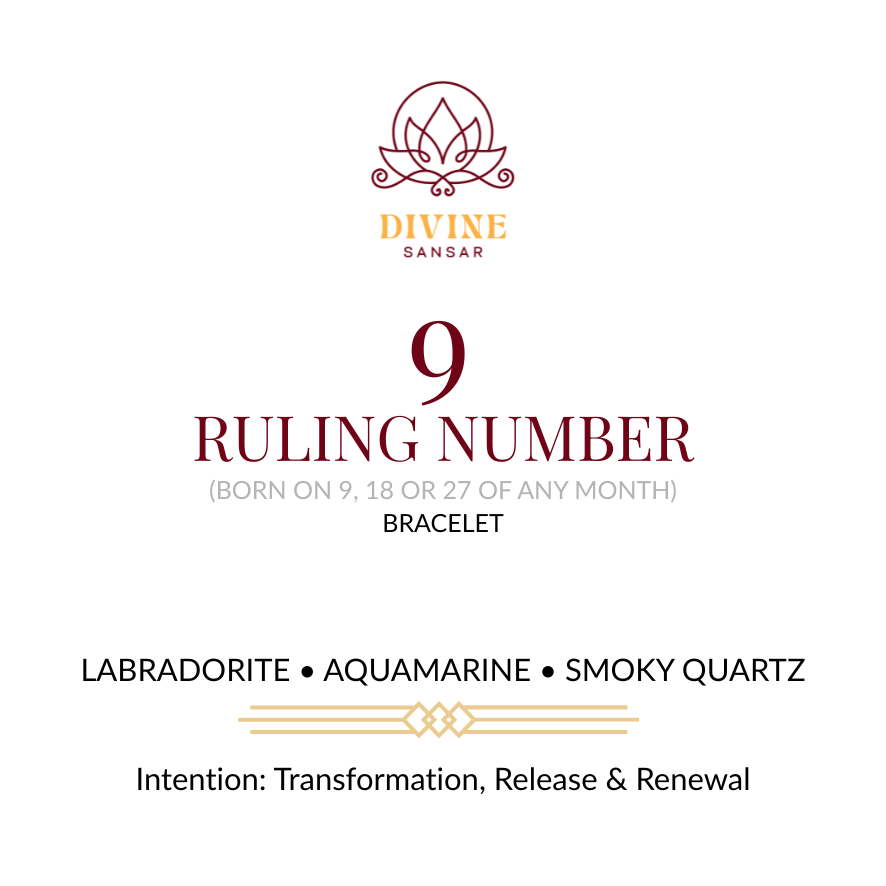 Divine Sansar-Ruling Number 9 Bracelet Front-9 Rulling Number Bracelet