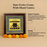 Divine Sansar-Shani Yantra on Raw Pyrite Frame on a beige background