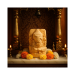 Divine Sansar-Shwetark Ganpati - Natural Madar Root Ganesh kept in a temple with lit diyas and flowers