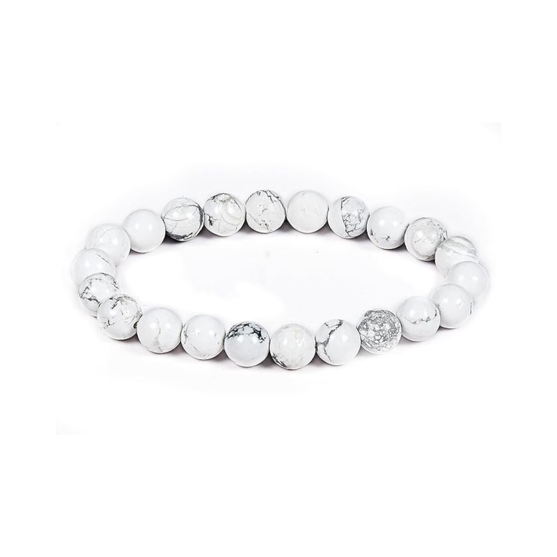 Divine Sansar-Soothing Bracelet: Howlite bracelet on a white background