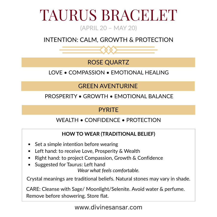 Divine Sansar-Taurus Bracelet stones and how to wear