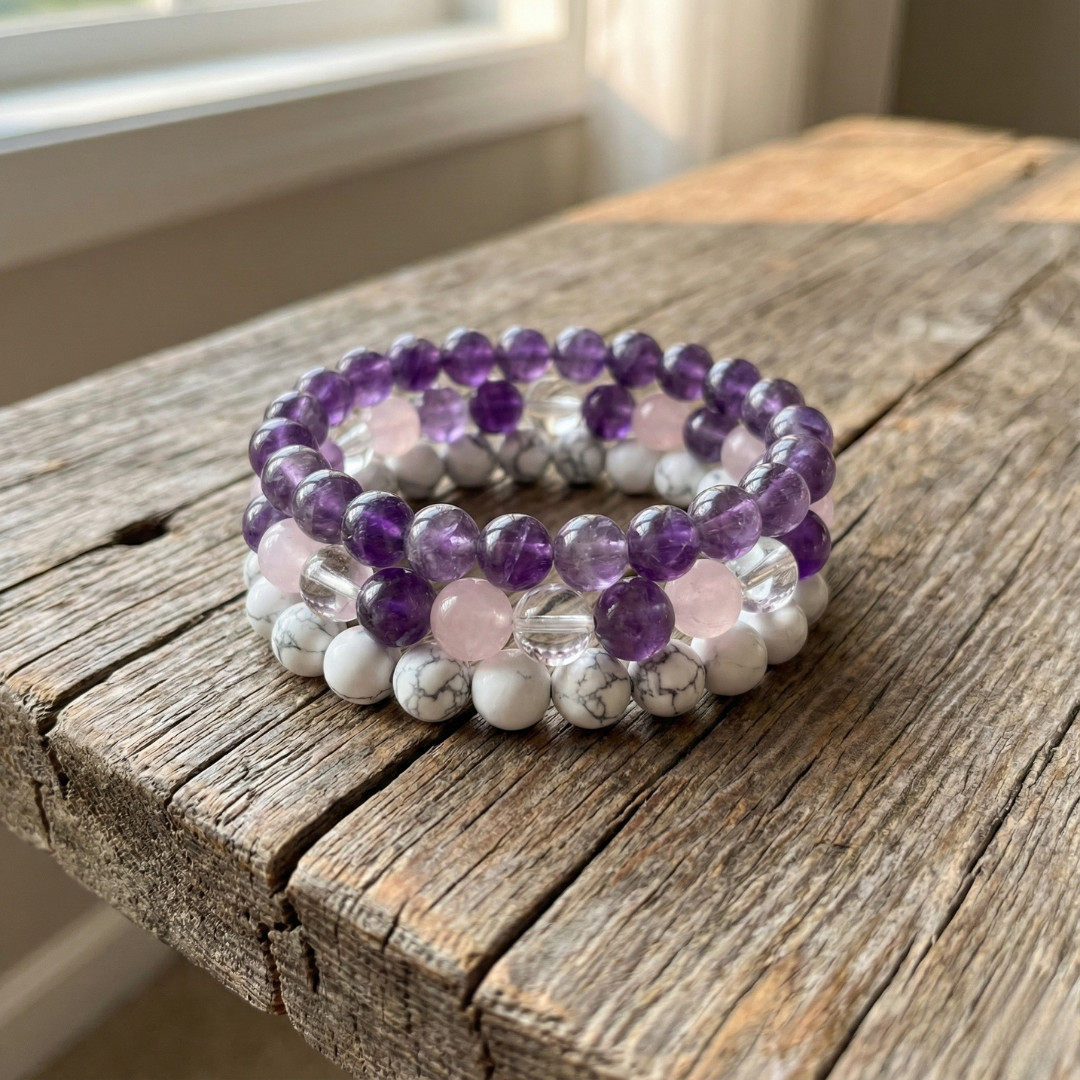 Divine Sansar-The Serenity Stack Peace Sleep Health Bracelet-Mental Peace-Soothing-VioletMuse