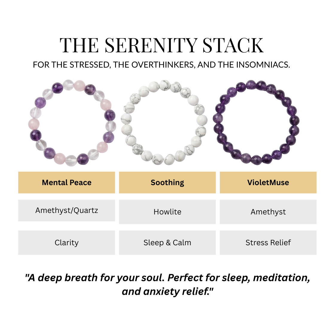 Divine Sansar-The Serenity Stack Peace Sleep Health Bracelet-Mental Peace-Soothing-VioletMuse