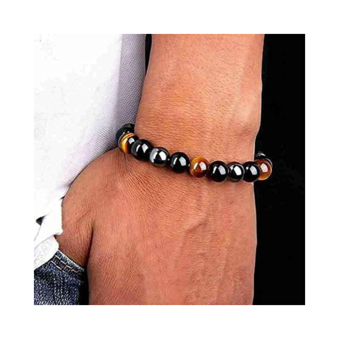 Divine Sansar-TripleProtection-TigerEye-Obsidian-Hematite-A Bracelet designed to bring protection, grounding, positivity, and balance into your daily life.