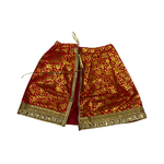 Divine Sansar-Tulsi Kapda-beautiful Sacred Cloth for Adorning Tulsiji-red and golden flower motif