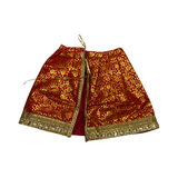 Divine Sansar-Tulsi Kapda-beautiful Sacred Cloth for Adorning Tulsiji-red and golden flower motif