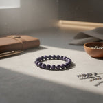 Divine Sansar-Wisdom Bracelet- Lapis Lazuli 4-purple colour wisdom bracelet lapis lazuli on a white surface