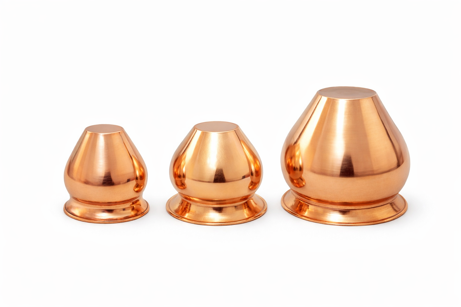 Divine Sansar-pure copper kalas-3 different size-pooja samagri-UAE-copper kalas-upside down images