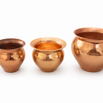 Divine Sansar-pure copper kalas-pooja samagri-UAE-3 different size copper kalas for pooja