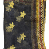 Divine Sansar Chunri Collection-blue fabric with gold star patterns and colorful border