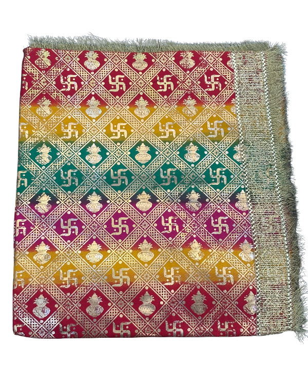 Divine Sansar Chunri Collection-Colorful patterned veil with geometric design on a white background