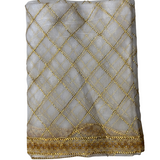 Divine Sansar Chunri Collection-white traditional veil with gold embroidery on a white background