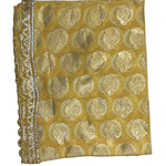Divine Sansar Chunri Collection-Gold and white patterned traditional veil on a white background