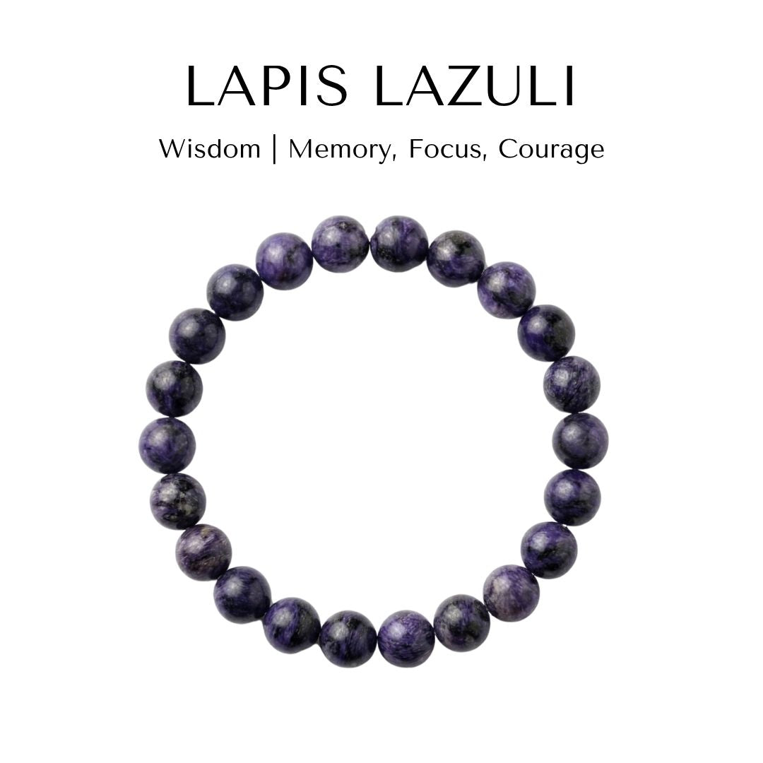 Divine Sansar Wisdom Bracelet- Lapis Lazuli 2-purple coloured lapis lazuli wisdom bracelet-memory focus courage