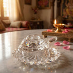 Divine Sansar Wish Fulfilling Crystal Turtle-on a marble surface with a blurred background