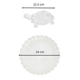 Divine Sansar Wish Fulfilling Crystal Turtle Measurment-Wish Fulfilling Crystal Turtle with measurements on a white background