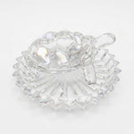 Divine Sansar Wish Fulfilling Crystal Turtle with bowl side angle-Clear crystal turtle figurine on a white background