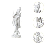 Divine Sansar-Elegant White Krishna Statue Playing Flute with intricate details on a white background