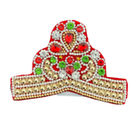 Divine Sansar-Embellished Mukut-Decorative headband with red, green, and gold embellishments on a white background
