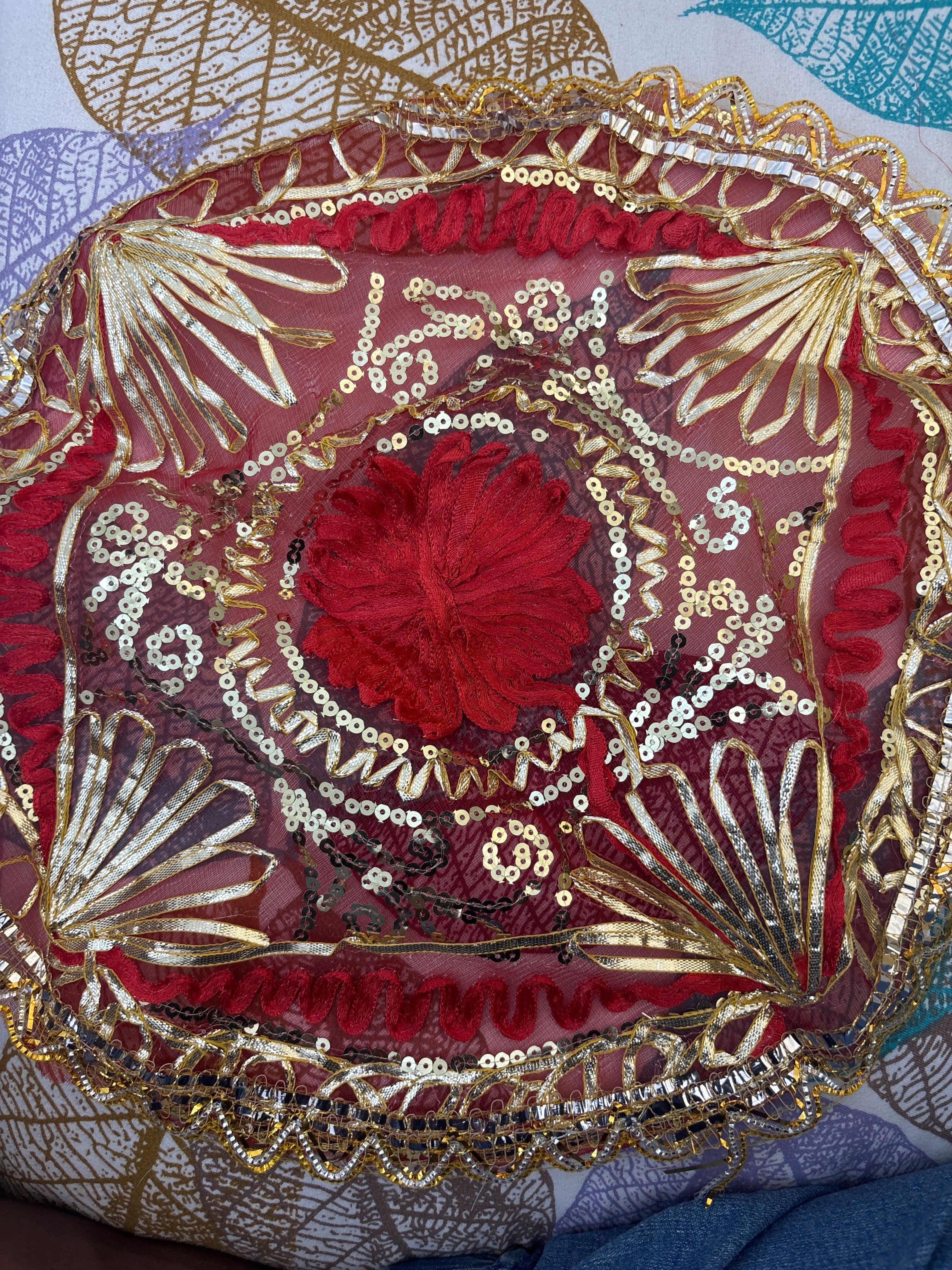 Divine Sansar Floral Thali cover 40x40cm for pooja purpose