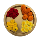 Fresh Flower Assortment — Red Roses, Orange & Yellow Marigold, Yellow Chrysanthemum
