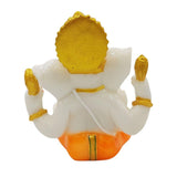 Divine Ganesha Statue | White and Orange | 4 Inches