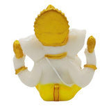 Divine Ganesha Statue | White and Yellow | 4 Inches