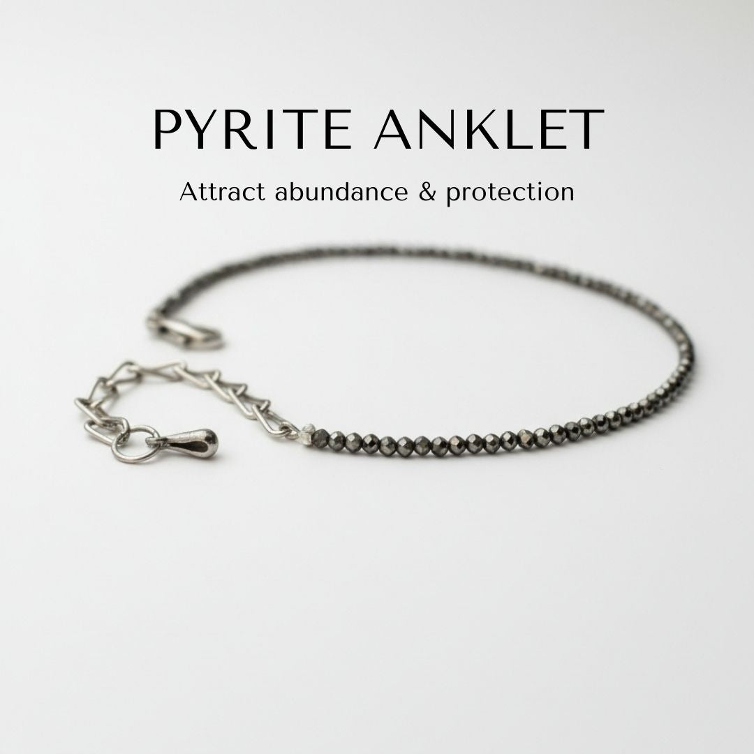 Genuine pyrite anklet with lobster clasp on white background – Divine Sansar UAE