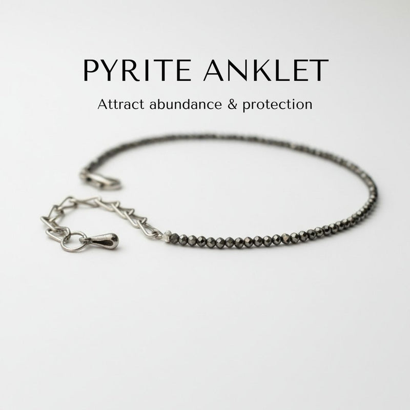 Divine Sansar-Genuine pyrite anklet with lobster clasp on white background – Divine Sansar UAE