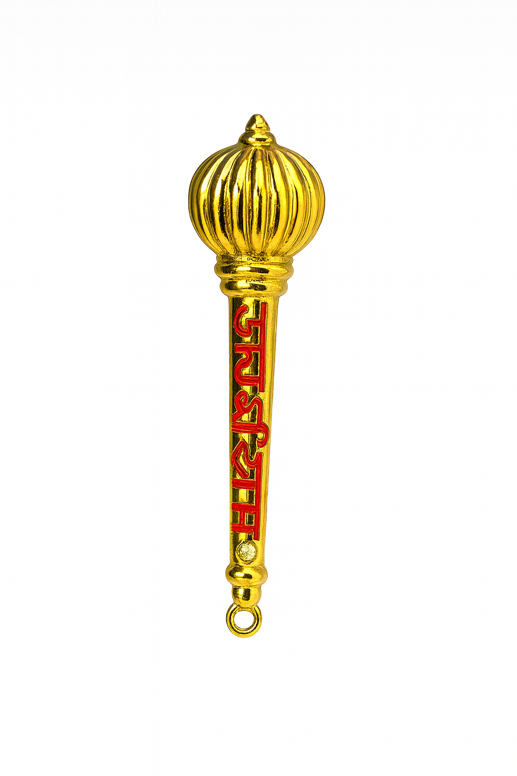Divine Sansar-Golden Hanuman Gada – Jai Shri Ram Inscription on a white background