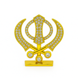 Silver and Gold Khanda Sahib Idol with Sparkling Stones