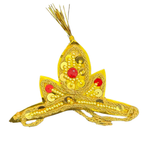 Divine Sansar-Golden Mukut with red stones on a white background
