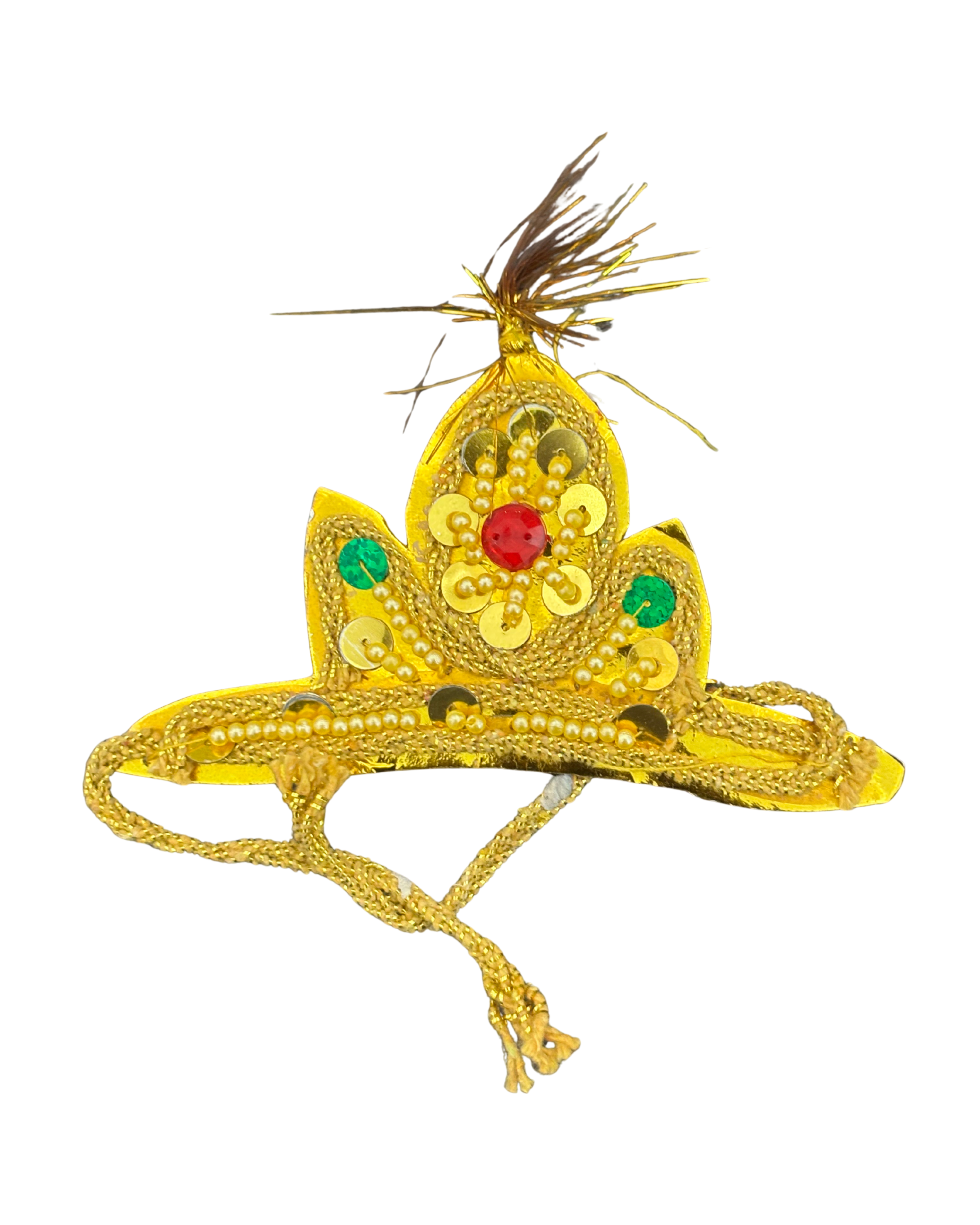 Divine Sansar-Golden Mukut with gold embellishments and a red center on a white background