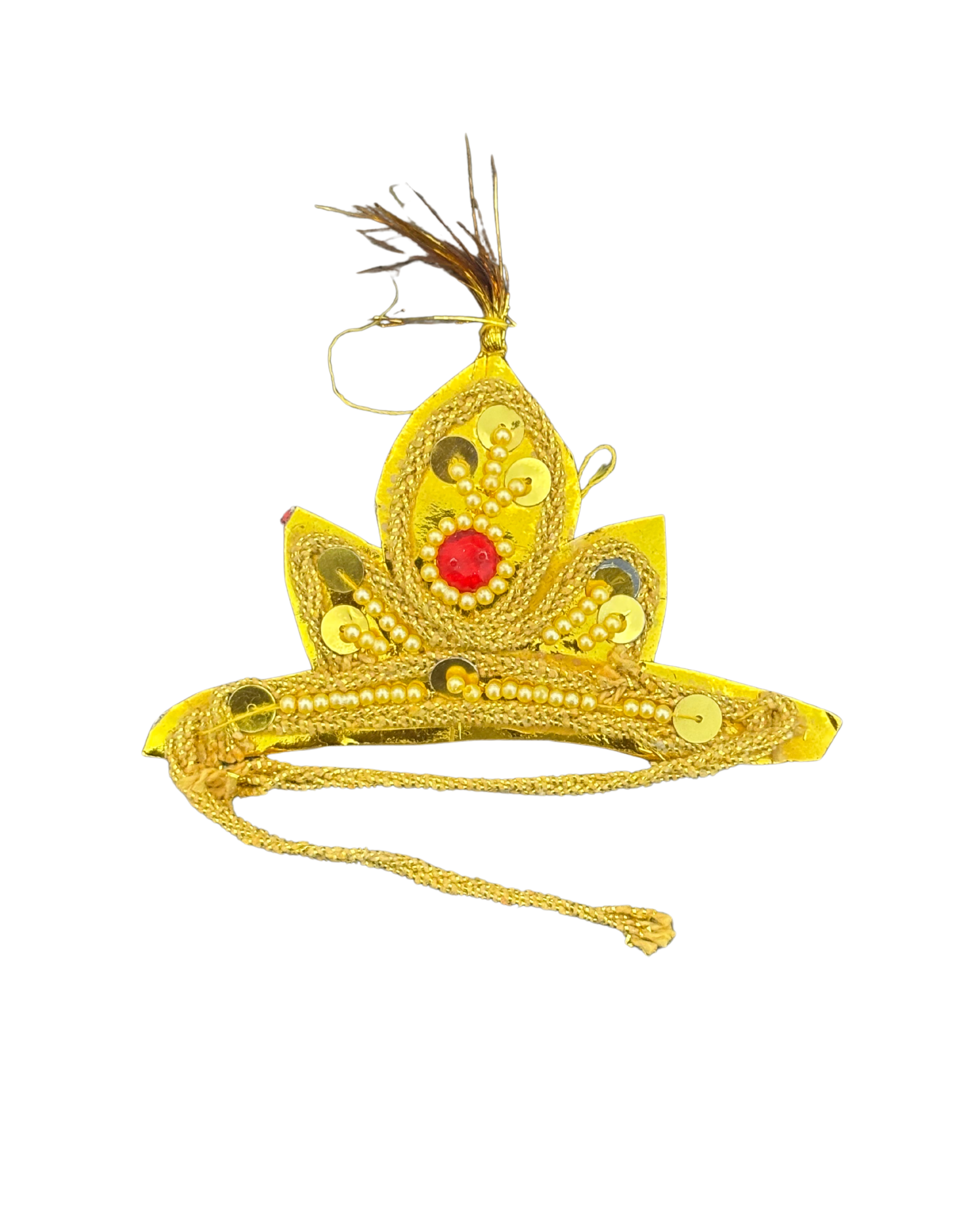Divine Sansar-Golden Mukut with gold accents and a red center on a white background