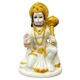 Hanumanji Statue in White & Gold