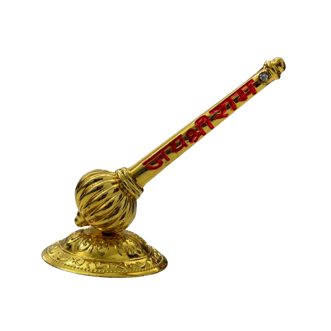 Divine Sansar Hanumanji Gada-Decorative golden object with red text on a white background