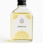 Divine Sansar Bottle of Jasmine oil with a decorative label on a white background