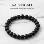 Karungali bracelet 10mm black ebony beads on elastic, lab tested - Divine Sansar
