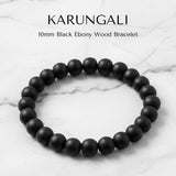 Karungali bracelet 10mm black ebony beads on elastic, lab tested - Divine Sansar